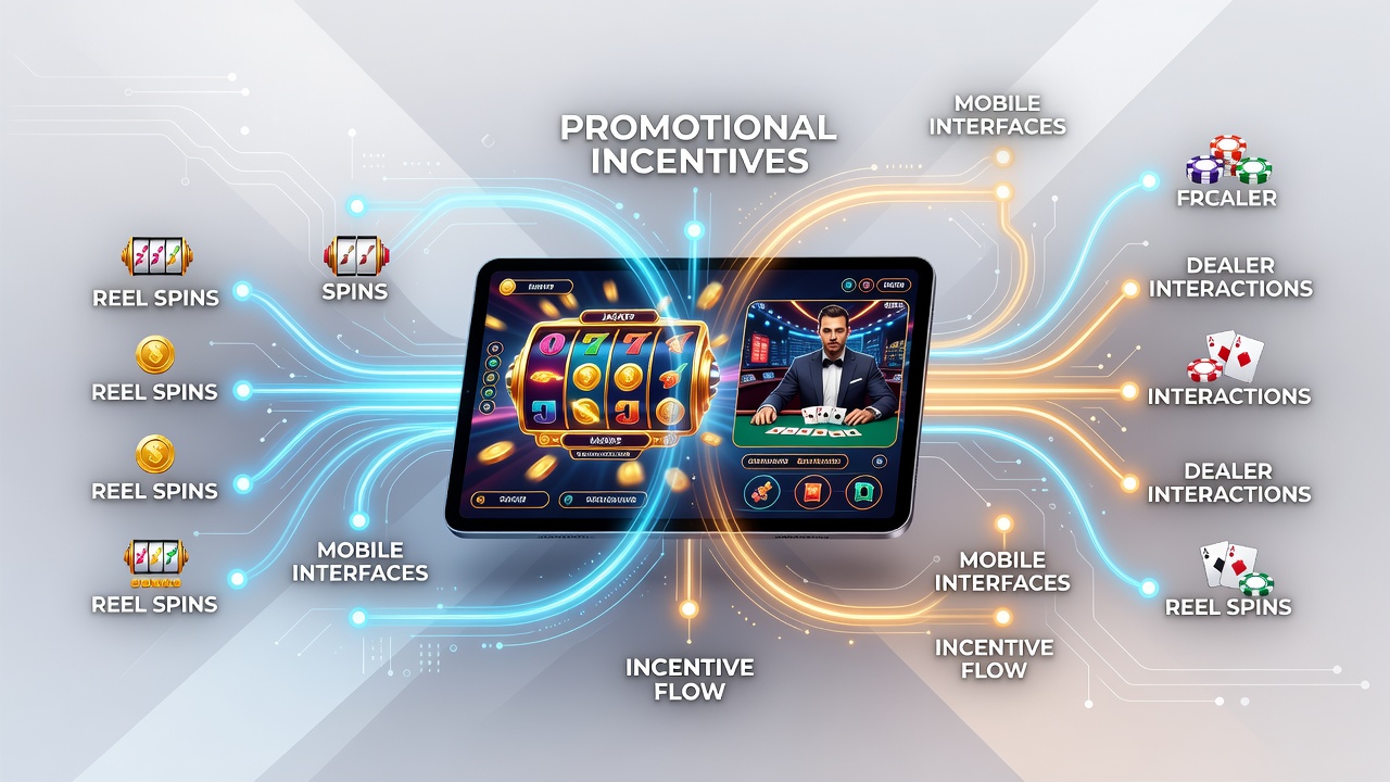 Datenfluss-Diagramm in einer mobilen Casino-App mit Verknüpfungen von Slots, Live-Dealer und Sportwetten