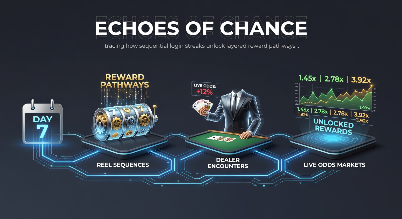 Darstellung von Login-Streaks mit Reel-Sequenzen und Belohnungspfaden in einem Online-Casino-Setting