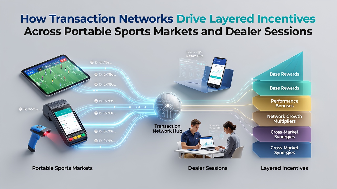 Transaktionsnetzwerke verbinden portable Sportmärkte mit Dealer-Sitzungen durch Echtzeit-Datenflüsse