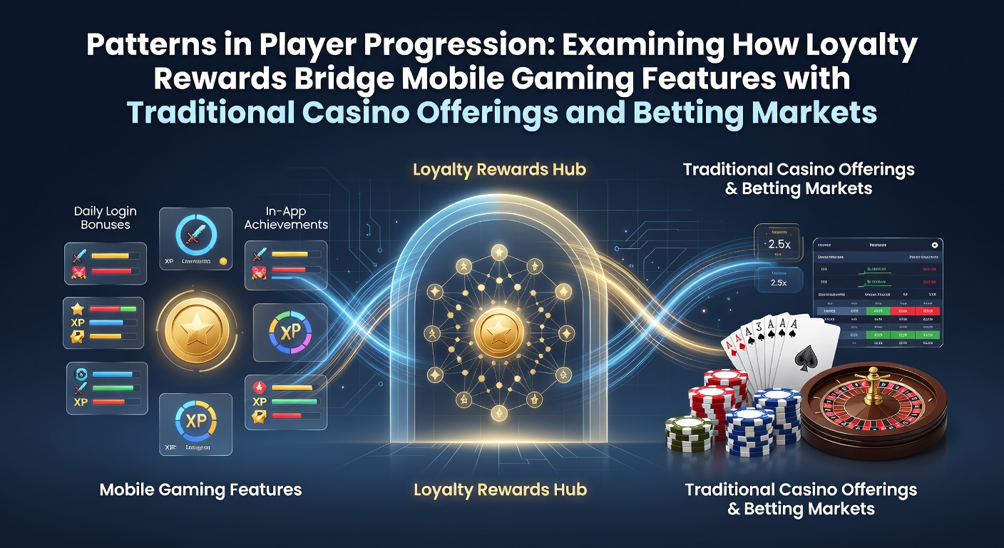 Visualisierung von Loyalitätsbelohnungen, die mobile Slots mit klassischen Casino-Tischen und Sportwetten verbinden